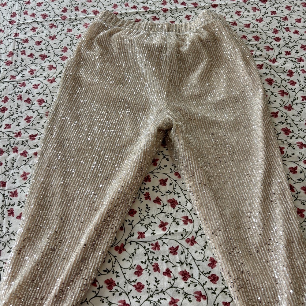 LOFT Gold Sequin Ankle Pants